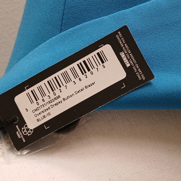 Nwt Prettylittlething Bright Blue Blazer Oversized Size 6 - Picture 3 of 5